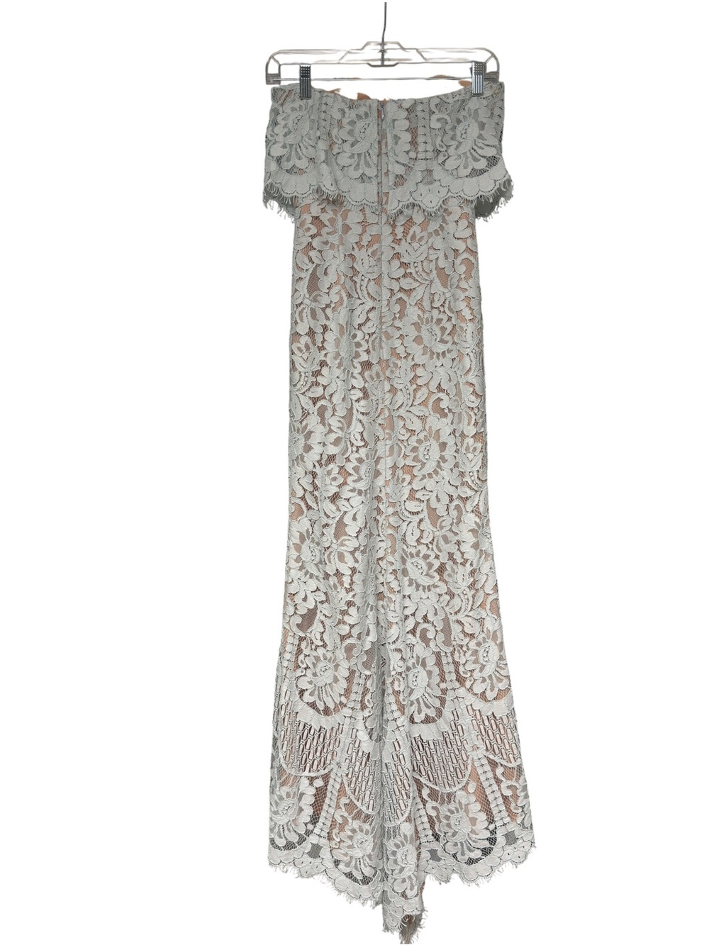 Jarlo Petite Lace Strapless Gown Illusion Dress Wedding Formal Pale Blue Size 6 - Picture 3 of 9